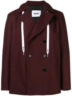 MSGM двубортное пальто с капюшоном