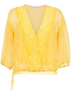 Nk Collection lace panels silk blouse