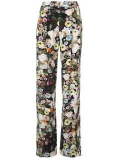 Adam Lippes брюки с завышенной талией и цветочным принтом