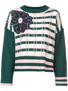 Mira Mikati полосатый джемпер с заплаткой-цветком