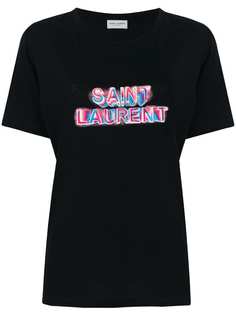 Saint Laurent футболка с принтом-логотипом Neon