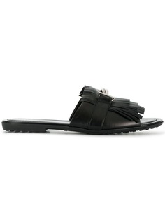 Tods Double T fringed slides