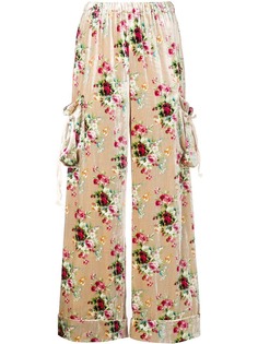 Comme Des Garçons Vintage бархатные брюки с цветочным узором