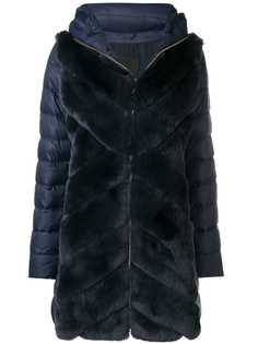Liska пуховое пальто с панелями с кроличьим мехом