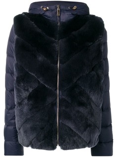 Liska пуховое пальто с капюшоном и панелями с кроличьим мехом