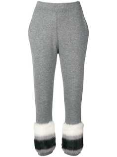 Izaak Azanei жаккардовые брюки с отделкой из искусственного меха