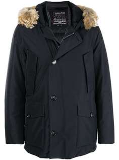 Woolrich пуховое пальто с капюшоном с меховой оторочкой