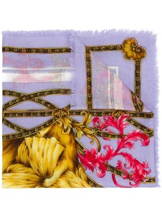 Versace шарф со львами и цветочным принтом