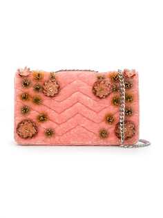 Isla velvet quilted embroidered shoulder bag