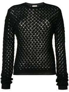 Saint Laurent джемпер ажурной вязки с блестками