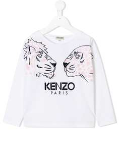 Kenzo Kids футболка с принтом льва и леопарда