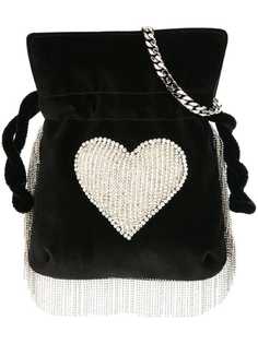 Les Petits Joueurs heart embellished fringed shoulder bag