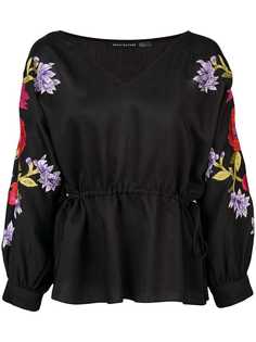 Natori блузка с цветочной вышивкой