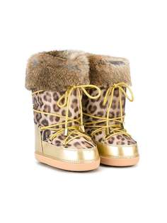 Roberto Cavalli Junior сапоги-снегоходы с леопердовым принтом