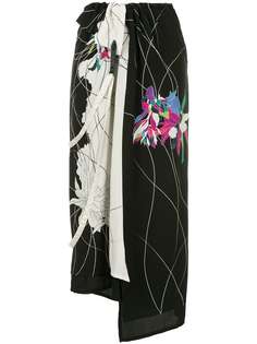 Ys асимметричная юбка миди с принтом