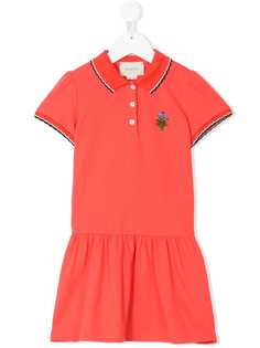 Gucci Kids платье-поло с вышитым цветком
