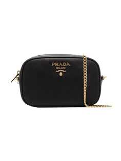 Prada black small chain strap leather belt bag