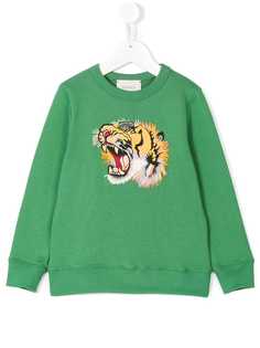 Gucci Kids толстовка с вышивкой тигра