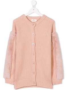 Andorine faux fur trimmed knit cardigan