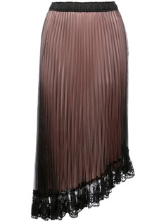 Clu плиссированная юбка с асимметричным кружевным краем