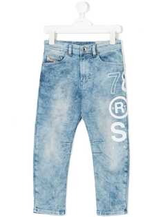 Diesel Kids джинсы с принтом и эффектом потертости