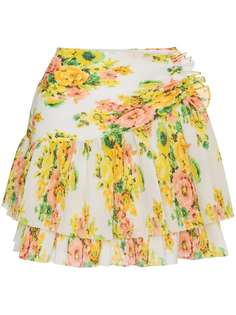 Zimmermann плиссированная мини-юбка с цветочным принтом