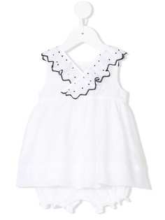 Baby Dior расклешенное платье с воротником с зигзагообразной отделкой