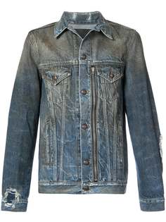 R13 джинсовая куртка с эффектом разводов и потертости