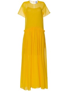 Rosie Assoulin длинное полупрозрачное платье с рюшами