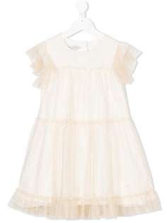 Baby Dior платье-миди с воланами и рюшами
