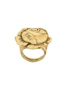 Christian Dior Vintage кольцо в форме цветка с логотипом