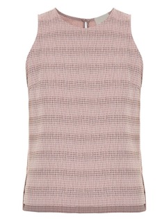 Framed striped tweed tank top