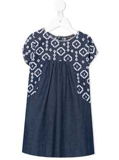 Velveteen платье с контрастной вышивкой