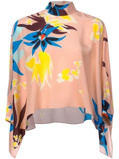 Delpozo расклешенная блузка с цветочным принтом