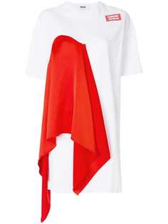 MSGM платье-футболка с контрастной драпировкой