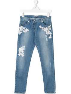 Ermanno Scervino Junior джинсы с цветочным декором