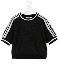 Msgm Kids футболка с полосками с логотипом на рукавах