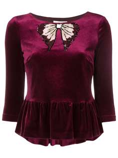 Blugirl бархатный топ с бантом с пайетками