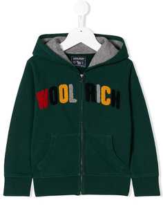 Woolrich Kids logo patch zip hoodie