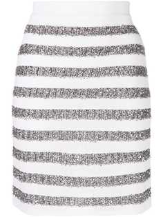 Balmain мини-юбка в блестящую полоску
