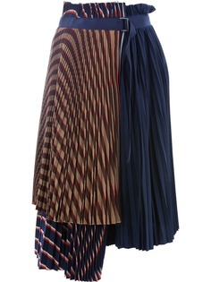 Sacai плиссированная юбка с многослойным дизайном