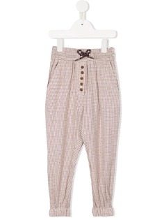 Velveteen checked print loose trousers