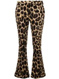 R13 расклешенные брюки с леопардовым узором