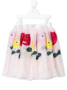 Simonetta юбка из тюля с вышивкой роз