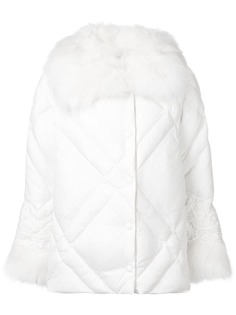 Ermanno Ermanno стеганое пальто с меховой отделкой