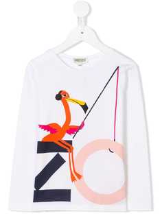 Kenzo Kids футболка с принтом фламинго и логотипа