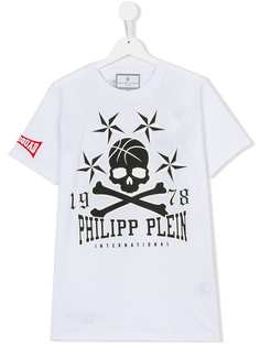 Philipp Plein Junior футболка с принтом черепа и костей