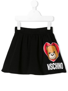 Moschino Kids юбка с изображением медведя в сердце и логотипом