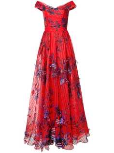 Marchesa Notte длинное платье с цветочным принтом