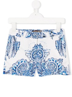 Roberto Cavalli Junior шорты строгого кроя с принтом в стиле барокко